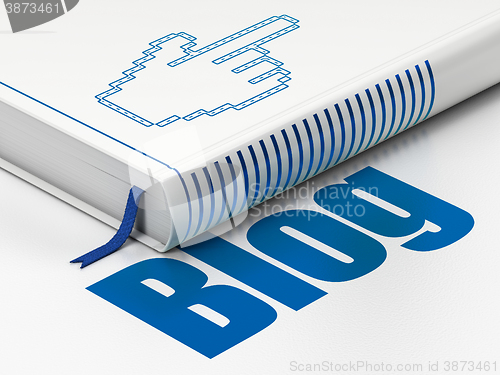 Image of Web design concept: book Mouse Cursor, Blog on white background