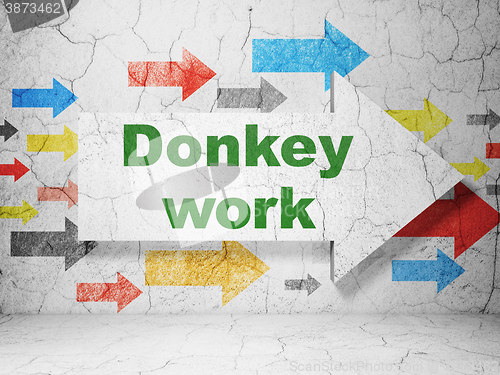 Image of Business concept: arrow with Donkey Work on grunge wall background