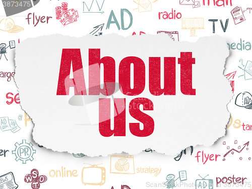 Image of Marketing concept: About Us on Torn Paper background