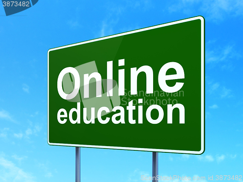 Image of Education concept: Online Education on road sign background