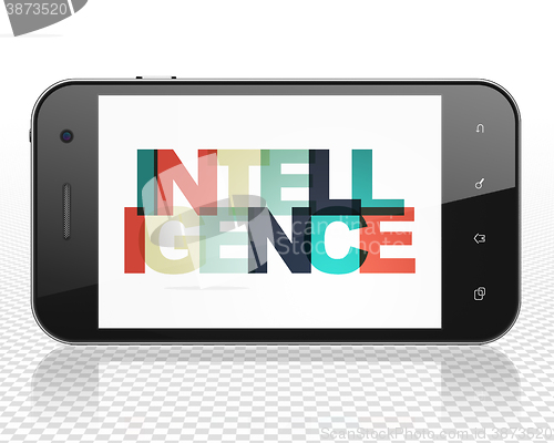 Image of Education concept: Smartphone with Intelligence on  display