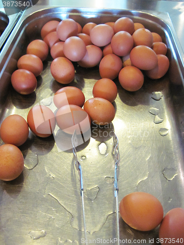 Image of boiled eggs as food background