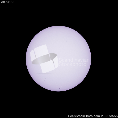 Image of Sun with sunspots seen with telescope