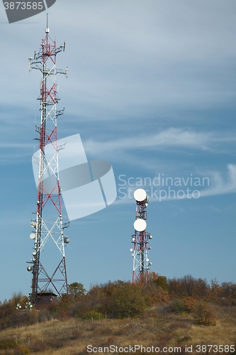 Image of Transmitter towers on a hill