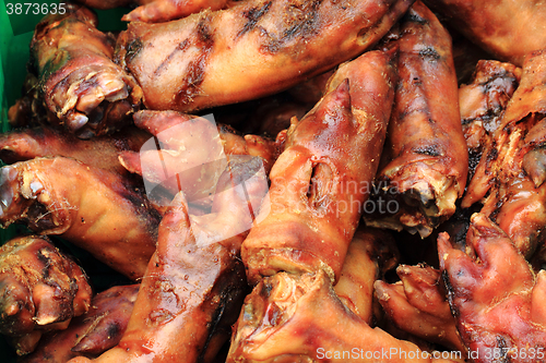 Image of smoked pig legs texture