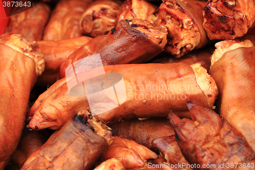 Image of smoked pig legs texture