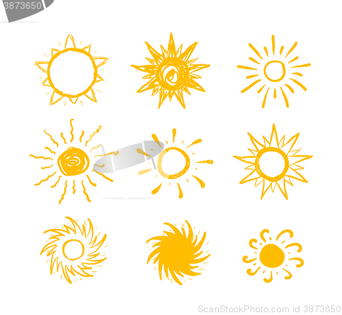 Image of Sun drawn vector icons