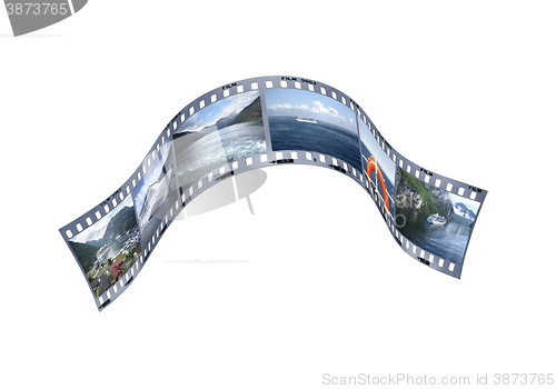 Image of Tourism and travel concept. Film strip developing a pleasur cruise.