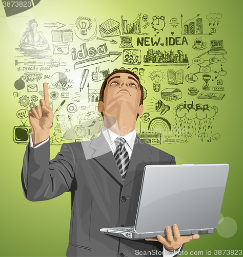 Image of Vector Business Man Shows Something With Finger