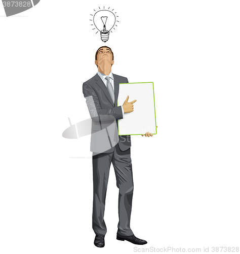 Image of Vector Businessman With Empty Write Board