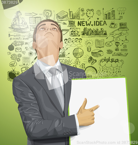 Image of Vector Businessman With Empty Write Board