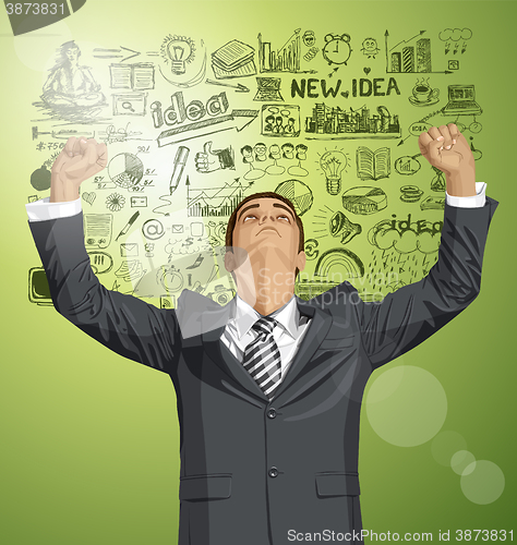 Image of Vector Businessman With Hands Up