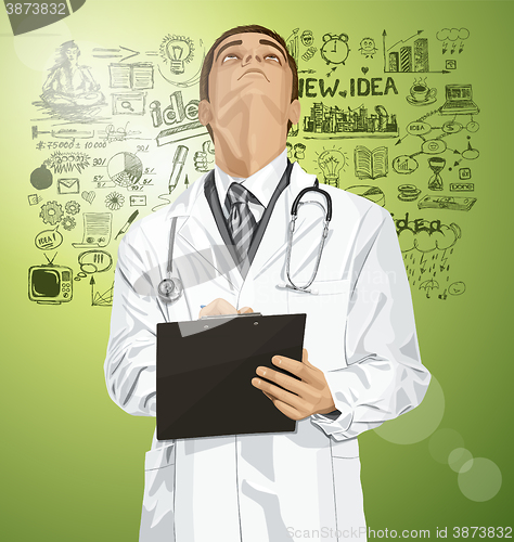 Image of Vector Doctor Man With Clipboard