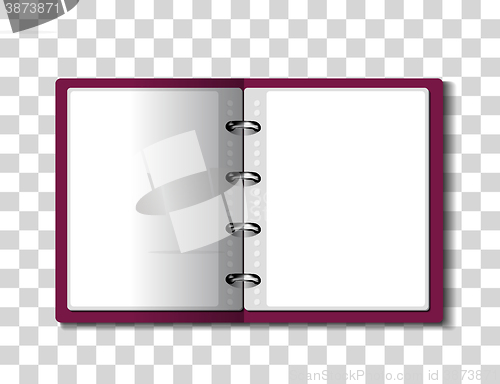 Image of Red ring binder folder on checkered background
