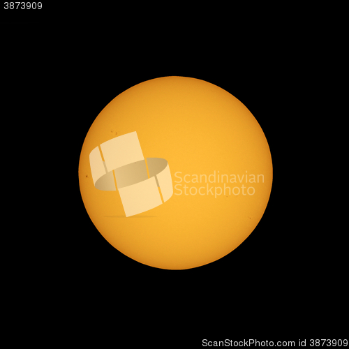 Image of Sun with sunspots seen with telescope