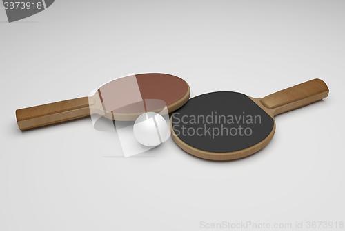 Image of ping pong rackets and ball