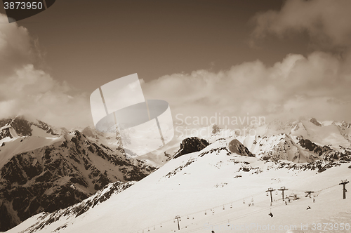 Image of Ski resort. Toned landscape.