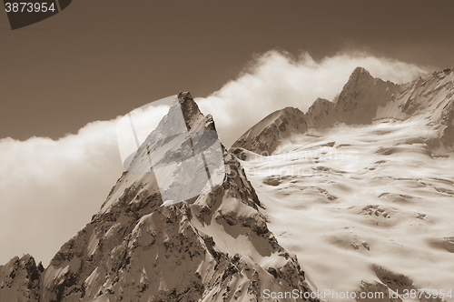 Image of Sepia snowy mountains