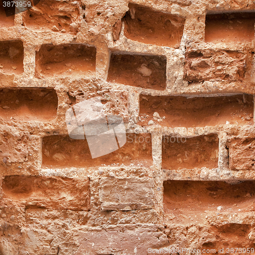 Image of close-up abandoned  brick  wall 
