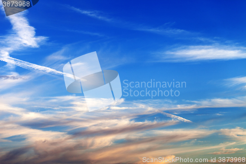 Image of Multicolor sunrise sky at windy day