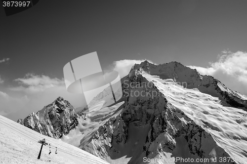 Image of Black and white view on ski slope