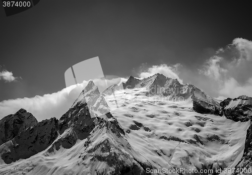 Image of Black and white Caucasus Mountains in cloud