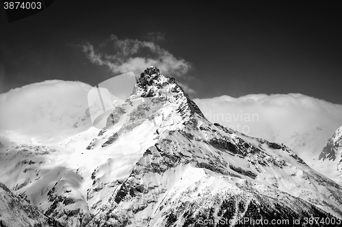 Image of Black and white winter mountains