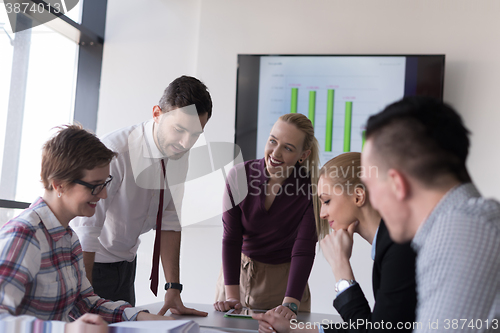 Image of startup business team on meeting at modern office