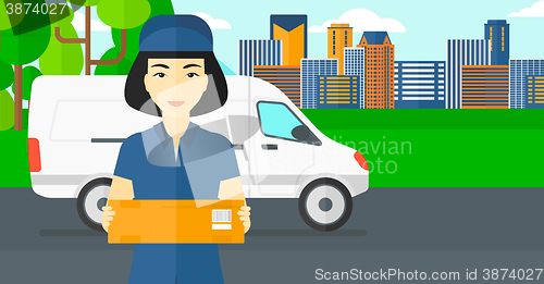 Image of Woman delivering box.