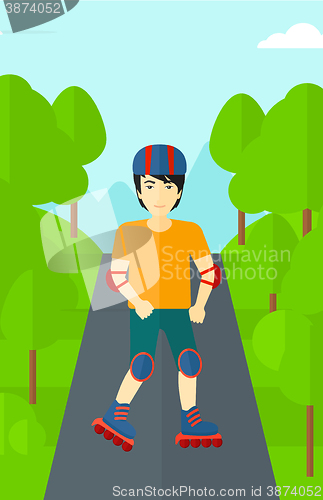 Image of Sporty man on roller-skates.