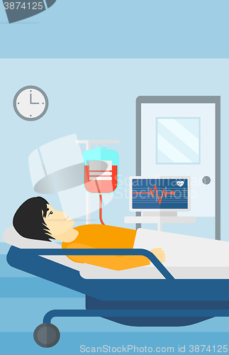 Image of Patient lying in hospital bed.