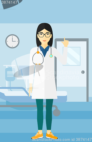 Image of Doctor showing finger up.