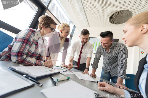 Image of startup business team on meeting at modern office