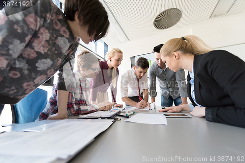 Image of startup business team on meeting at modern office