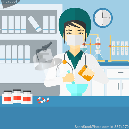 Image of Pharmacist preparing medicine.