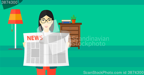 Image of Reporter reading newspaper.