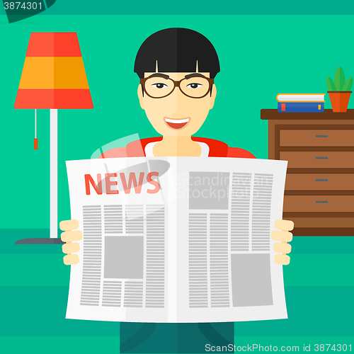 Image of Reporter reading newspaper.