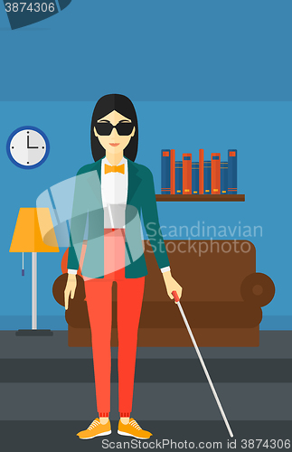 Image of Blind woman with stick.