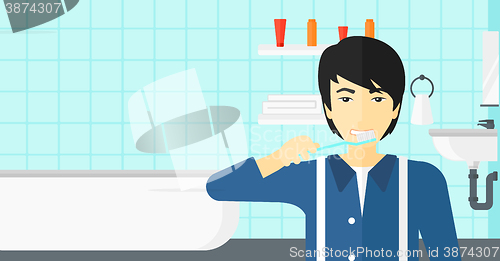 Image of Man brushing teeth.
