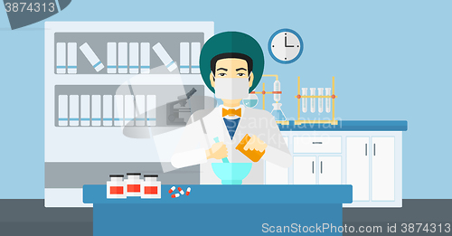 Image of Pharmacist preparing medicine.