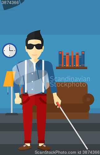 Image of Blind man with stick.