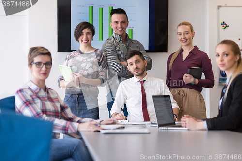 Image of portrait of business people group at modern office meeting room