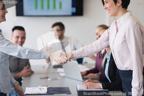 Image of business womans handshake