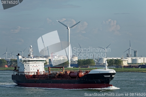 Image of Large oil tanker in canal