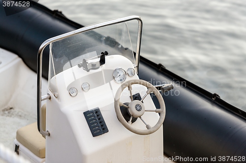 Image of Steering wheel of a yacht