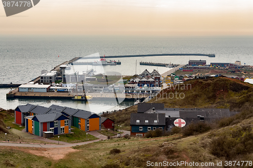 Image of helgoland city harbor from hill