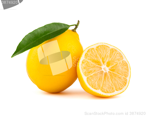 Image of Yellow lemon with slice isolated