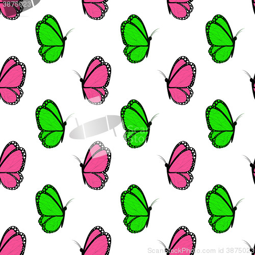 Image of bright pink and green butterflies