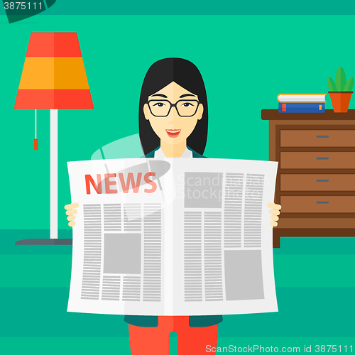 Image of Reporter reading newspaper.