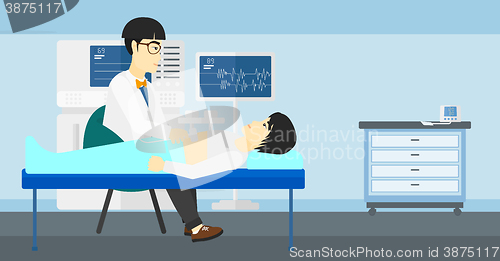 Image of Patient under ultrasound examination.